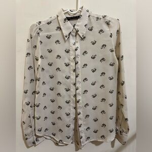 Elegant tiger head Patterned silky Shirt